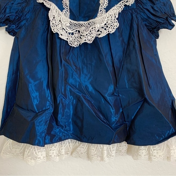 Vintage Jessica McClintock Gunne Sax Baby Taffeta Dress Big Collar Lace - Picture 7 of 17